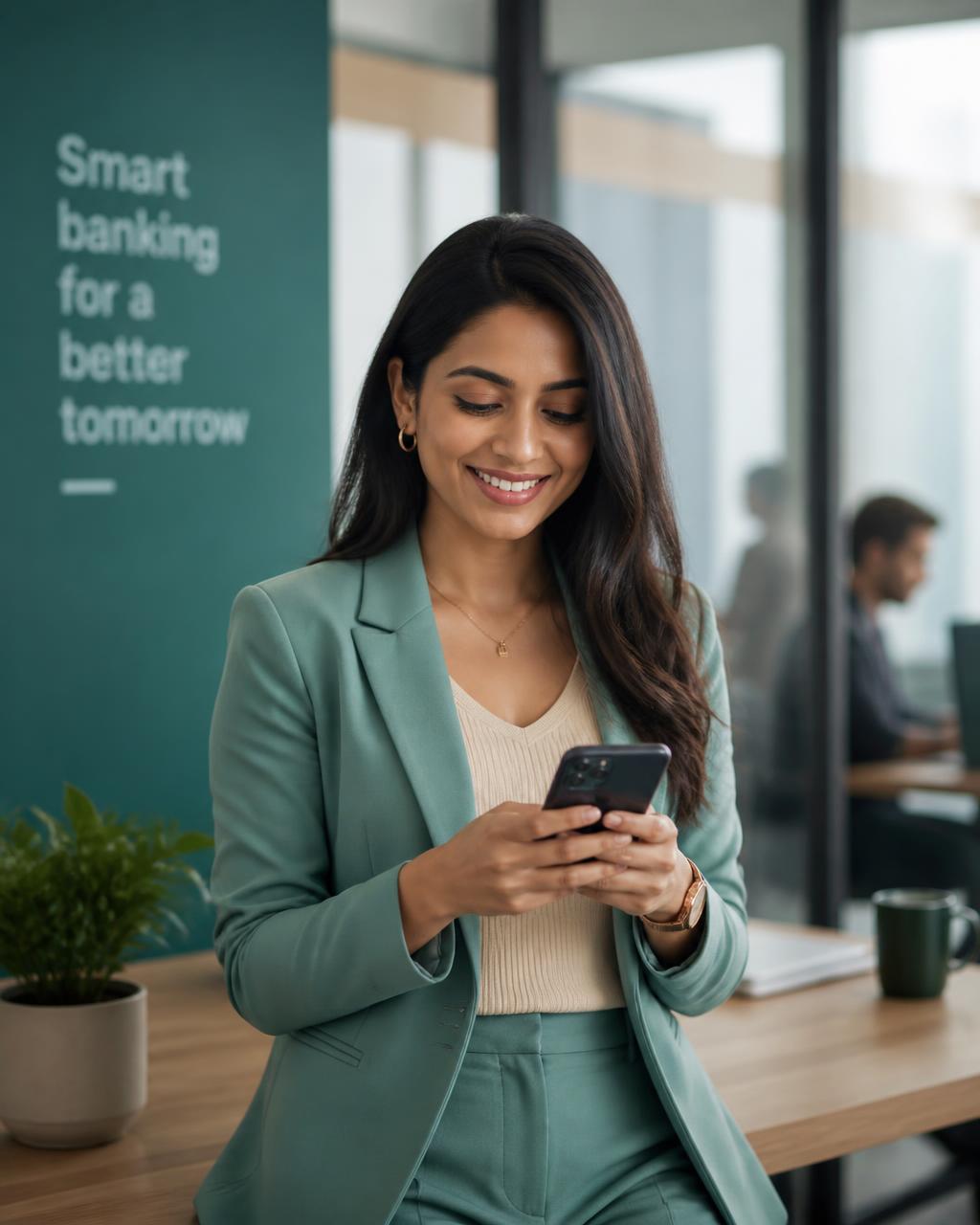 A Dhaniti customer securely managing her finances on the mobile app